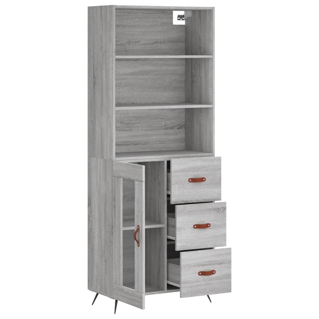 vidaXL Highboard Grey Sonoma 69.5x34x180 cm Engineered Wood