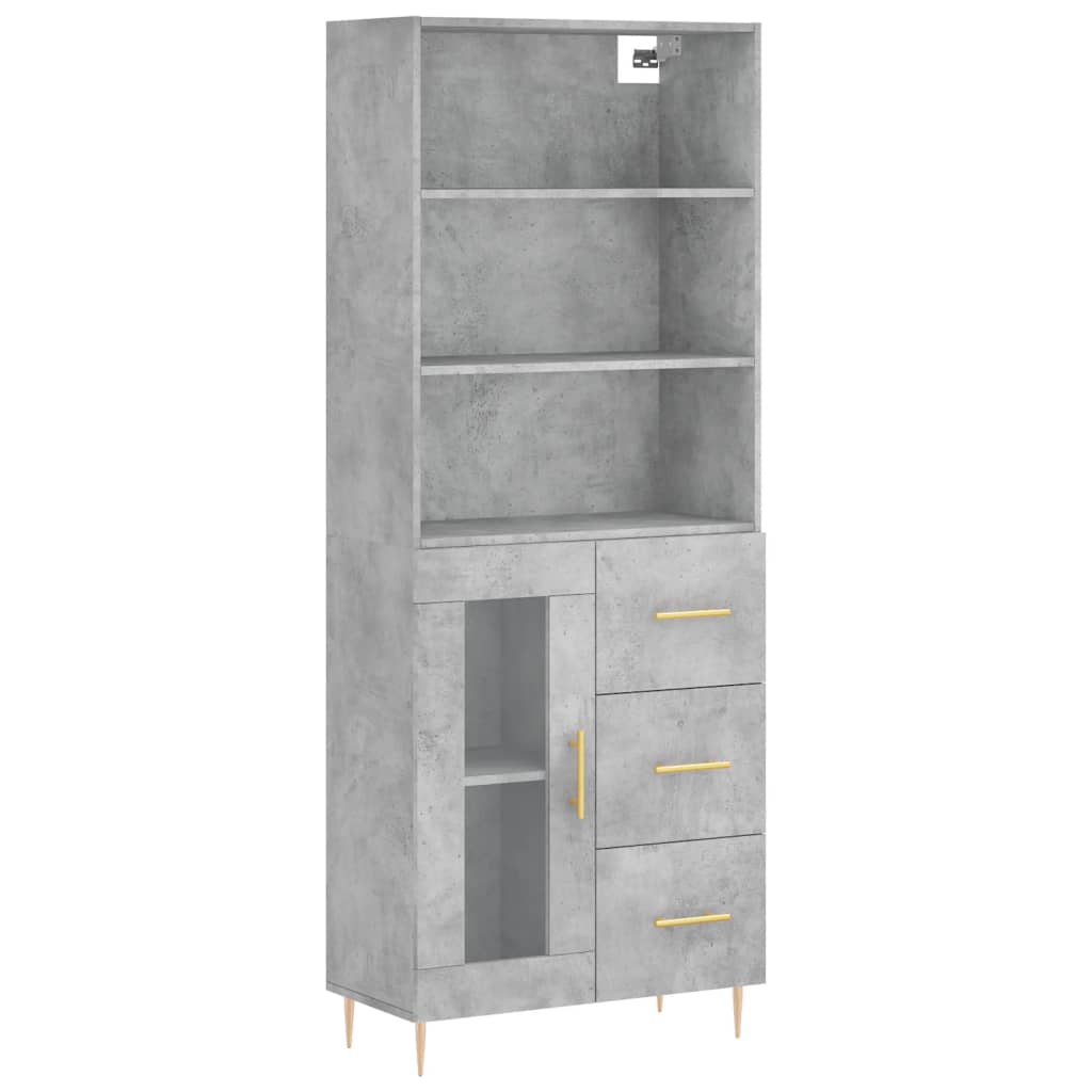 vidaXL Highboard Concrete Grey 69,5x34x180 cm Engineered Wood