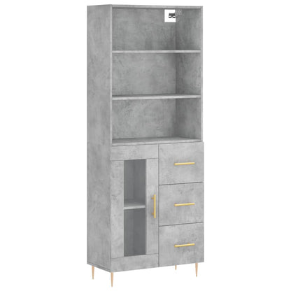 vidaXL Highboard Concrete Grey 69,5x34x180 cm Engineered Wood