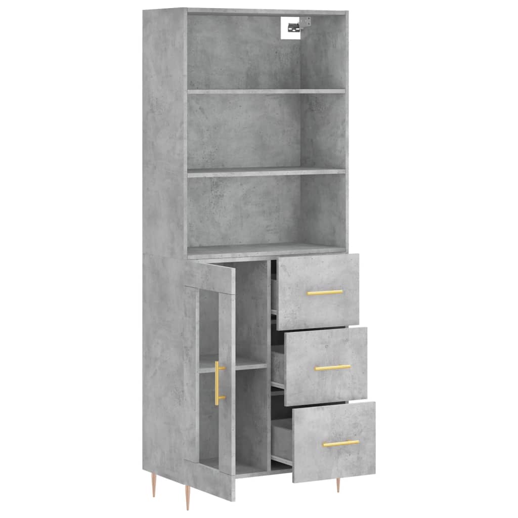 vidaXL Highboard Concrete Grey 69,5x34x180 cm Engineered Wood
