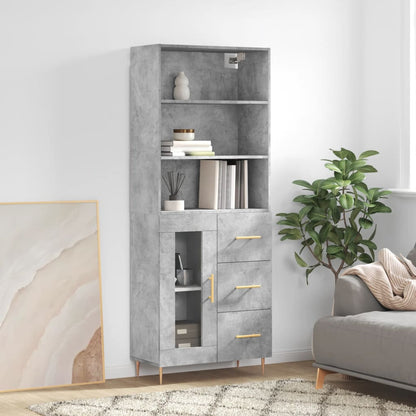 vidaXL Highboard Concrete Grey 69,5x34x180 cm Engineered Wood