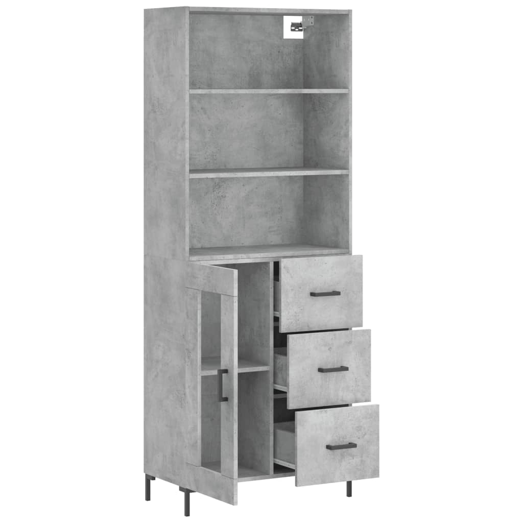 vidaXL Highboard Concrete Grey 69,5x34x180 cm Engineered Wood