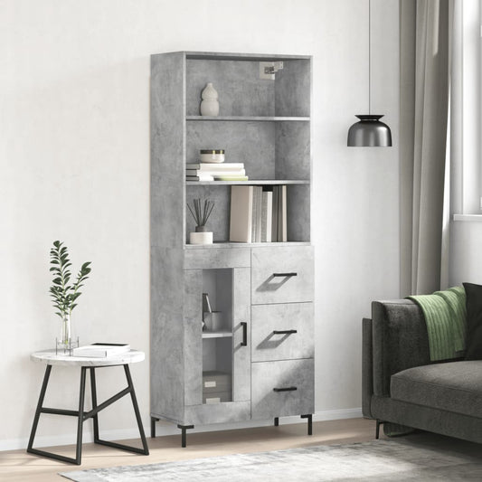 vidaXL Highboard Concrete Grey 69,5x34x180 cm Engineered Wood