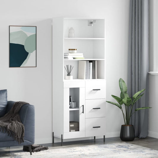 vidaXL Highboard White 69,5x34x180 cm Engineered Wood