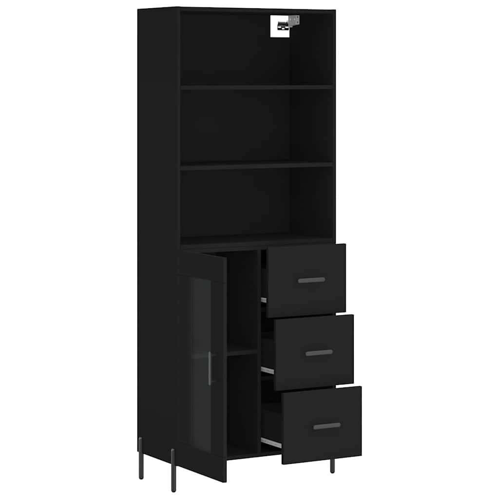 vidaXL Highboard Black 69,5x34x180 cm Engineered Wood