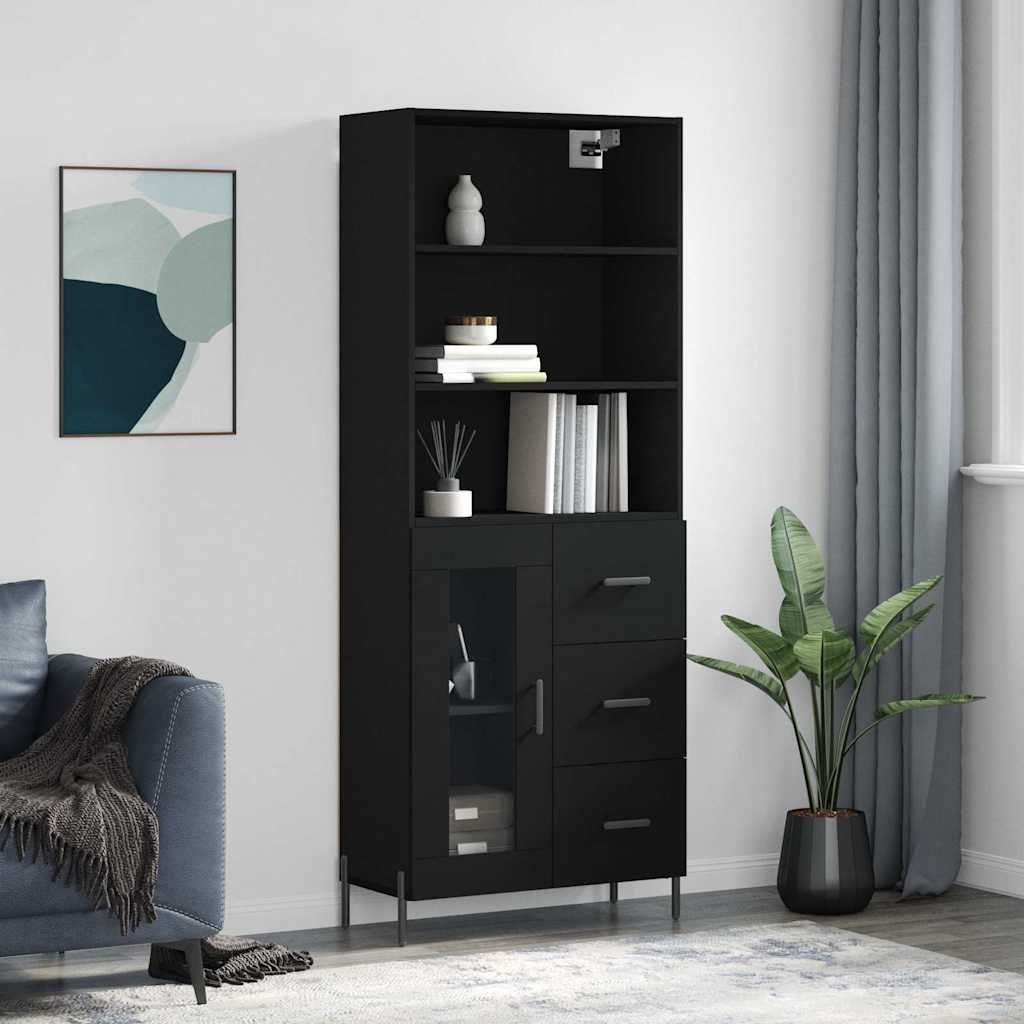 vidaXL Highboard Black 69,5x34x180 cm Engineered Wood