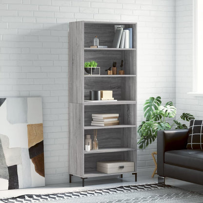 vidaXL Highboard Grey Sonoma 69,5x32,5x180 cm Engineered Wood