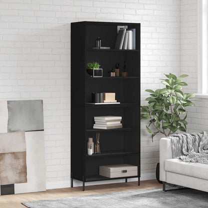 vidaXL Highboard Black 69,5x32,5x180 cm Engineered Wood