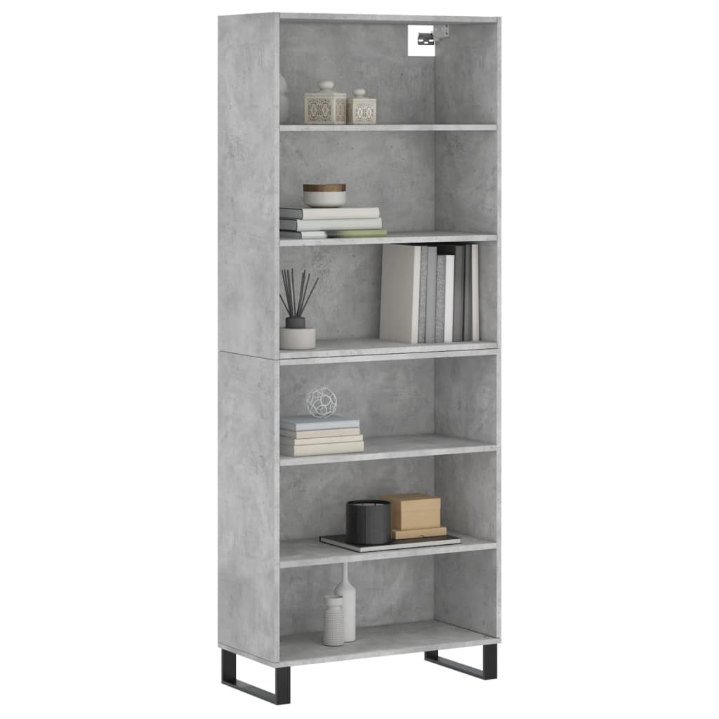 vidaXL Highboard Concrete Grey 69,5x32,5x180 cm Engineered Wood