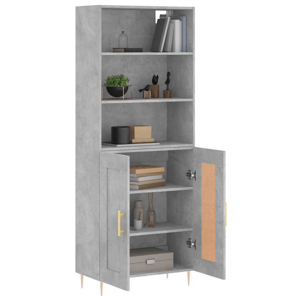 vidaXL Highboard Concrete Grey 69,5x34x180 cm Engineered Wood