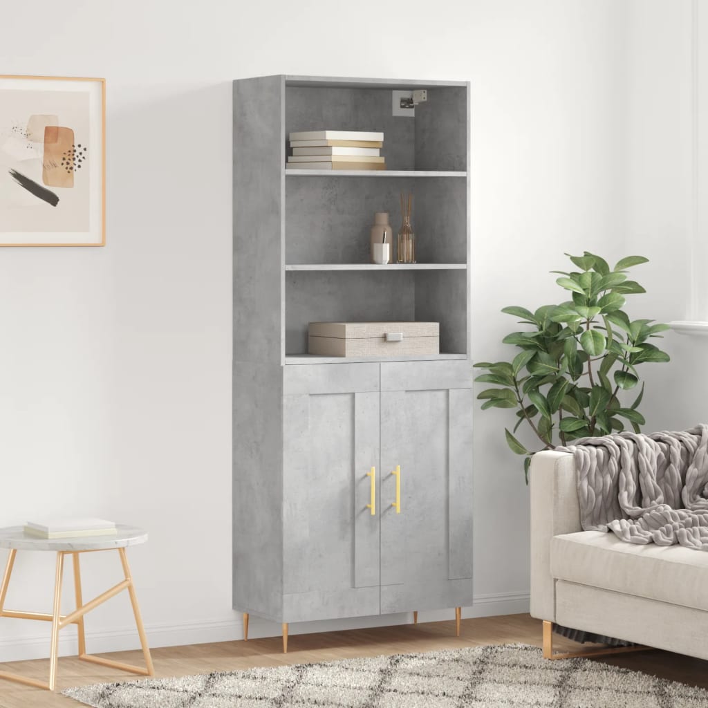 vidaXL Highboard Concrete Grey 69,5x34x180 cm Engineered Wood