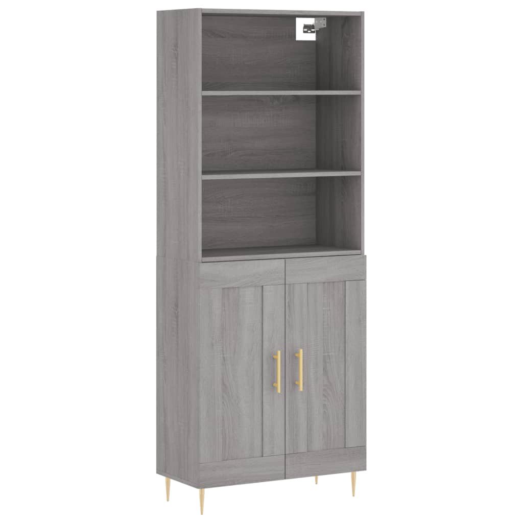 vidaXL Highboard Grey Sonoma 69,5x34x180 cm Engineered Wood
