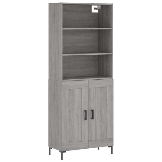 vidaXL Highboard Grey Sonoma 69,5x34x180 cm Engineered Wood