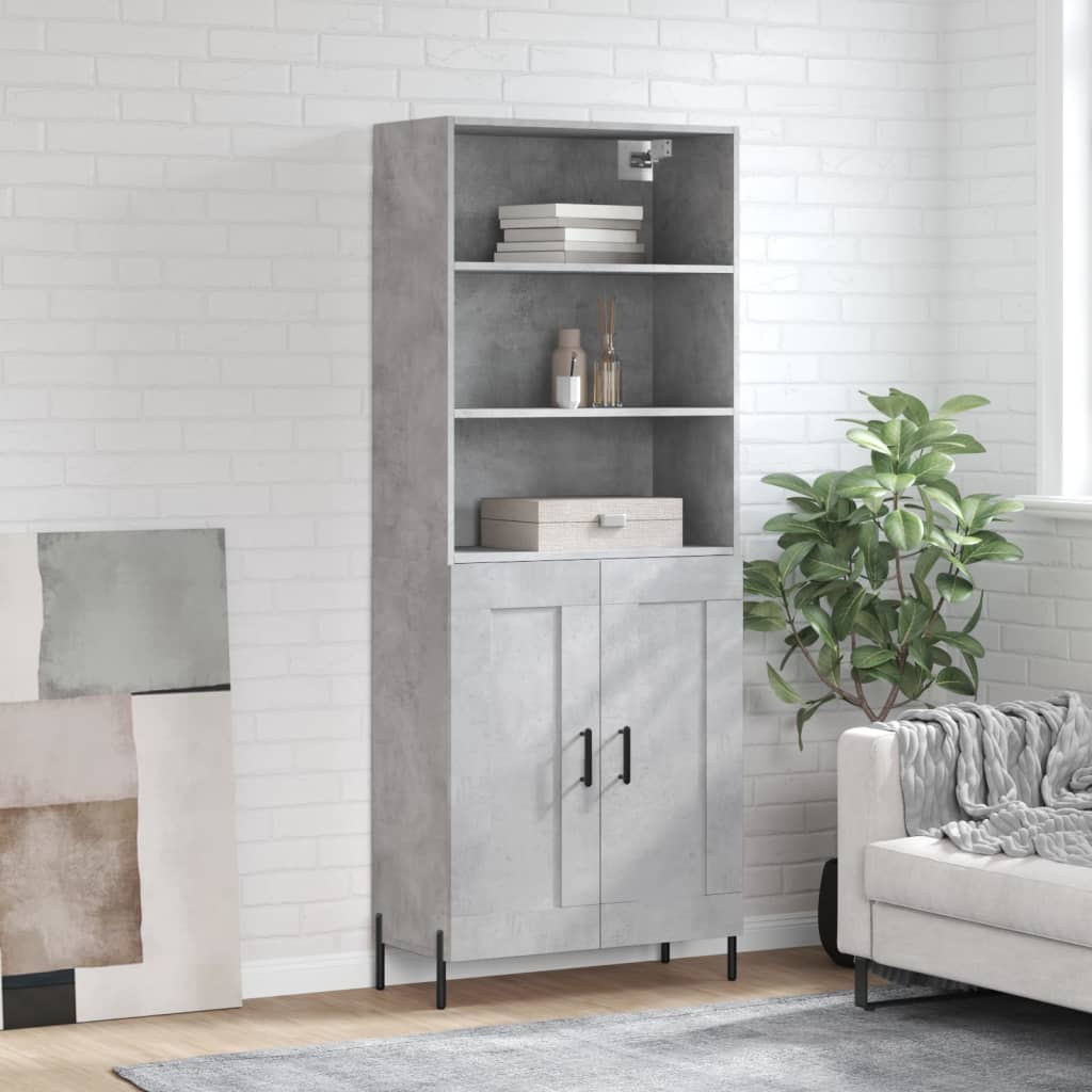 vidaXL Highboard Concrete Grey 69,5x34x180 cm Engineered Wood