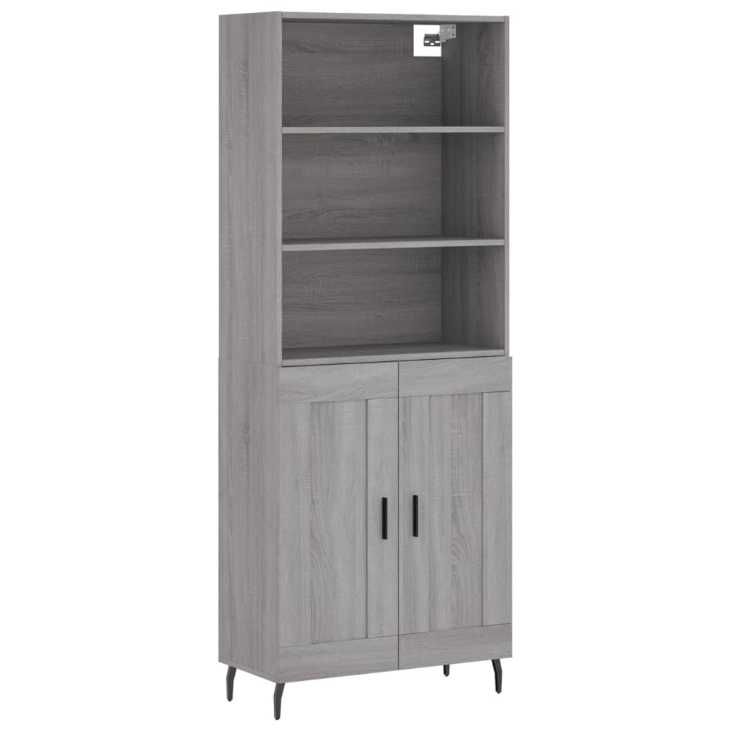vidaXL Highboard Grey Sonoma 69,5x34x180 cm Engineered Wood