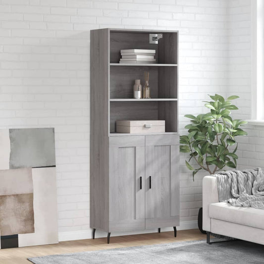 vidaXL Highboard Grey Sonoma 69,5x34x180 cm Engineered Wood