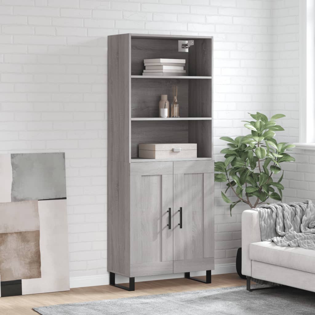 vidaXL Highboard Grey Sonoma 69,5x34x180 cm Engineered Wood