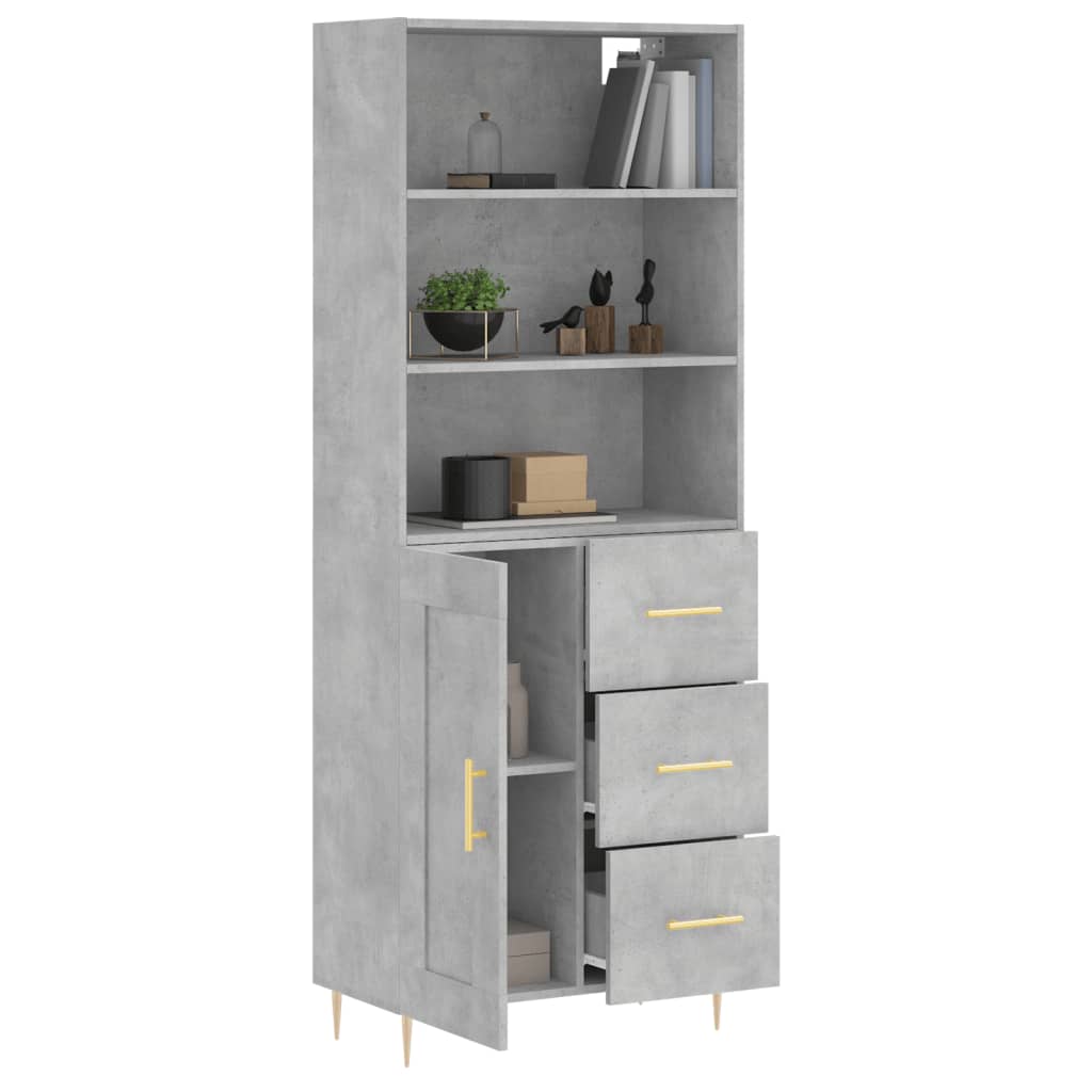 vidaXL Highboard Concrete Grey 69.5x34x180 cm Engineered Wood