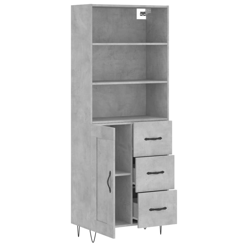 vidaXL Highboard Concrete Grey 69,5x34x180 cm Engineered Wood