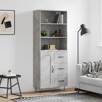 vidaXL Highboard Concrete Grey 69,5x34x180 cm Engineered Wood