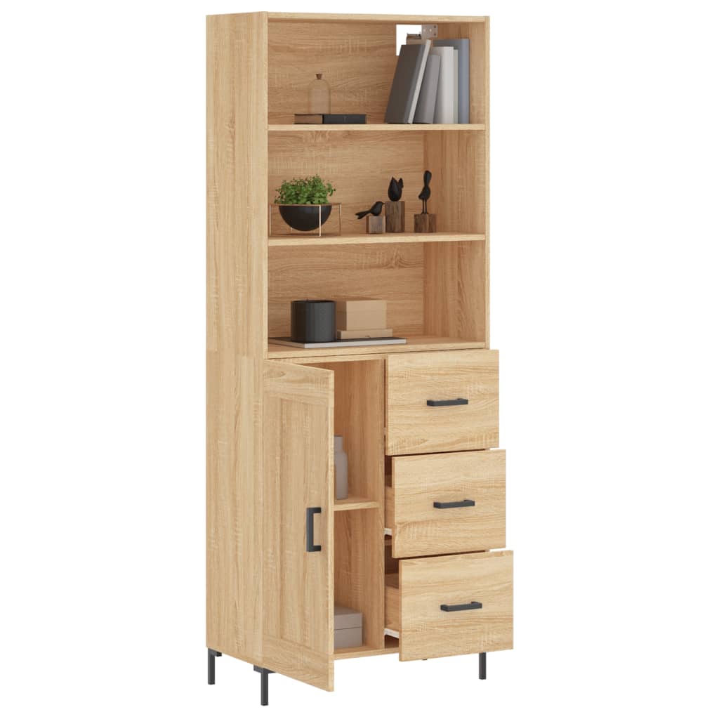 vidaXL Highboard Sonoma Oak 69.5x34x180 cm Engineered Wood