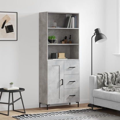 vidaXL Highboard Concrete Grey 69,5x34x180 cm Engineered Wood