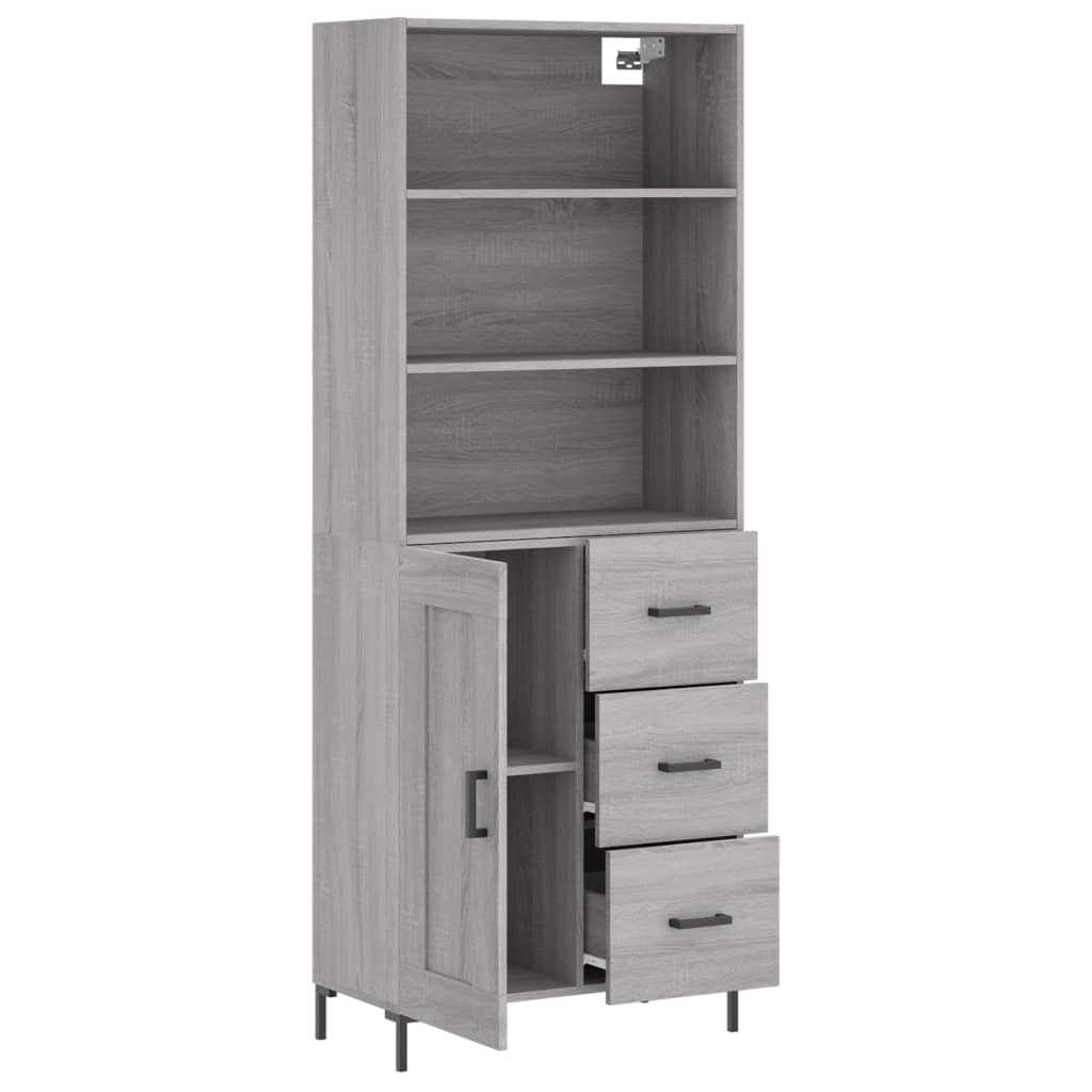 vidaXL Highboard Grey Sonoma 69,5x34x180 cm Engineered Wood