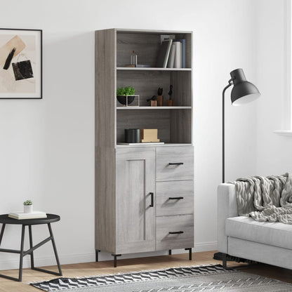 vidaXL Highboard Grey Sonoma 69,5x34x180 cm Engineered Wood