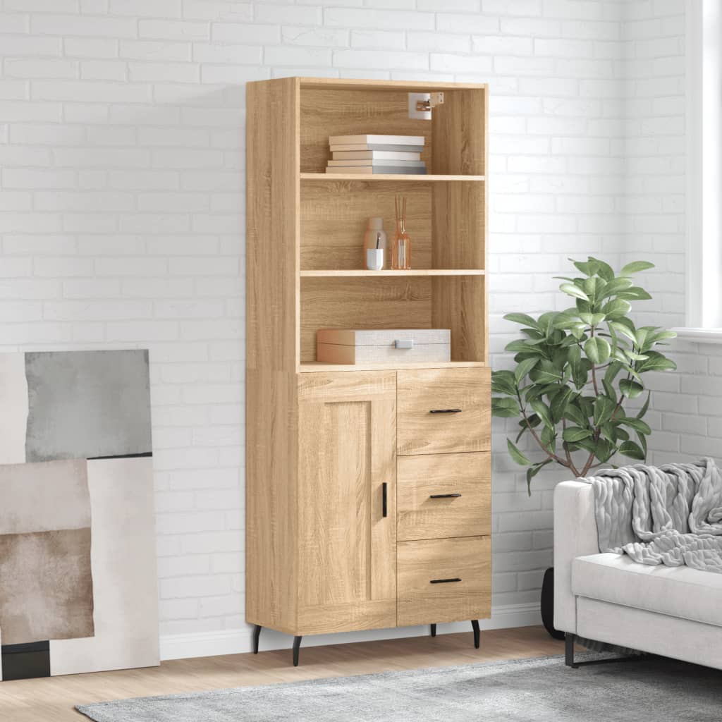 vidaXL Highboard Sonoma Oak 69,5x34x180 cm Engineered Wood