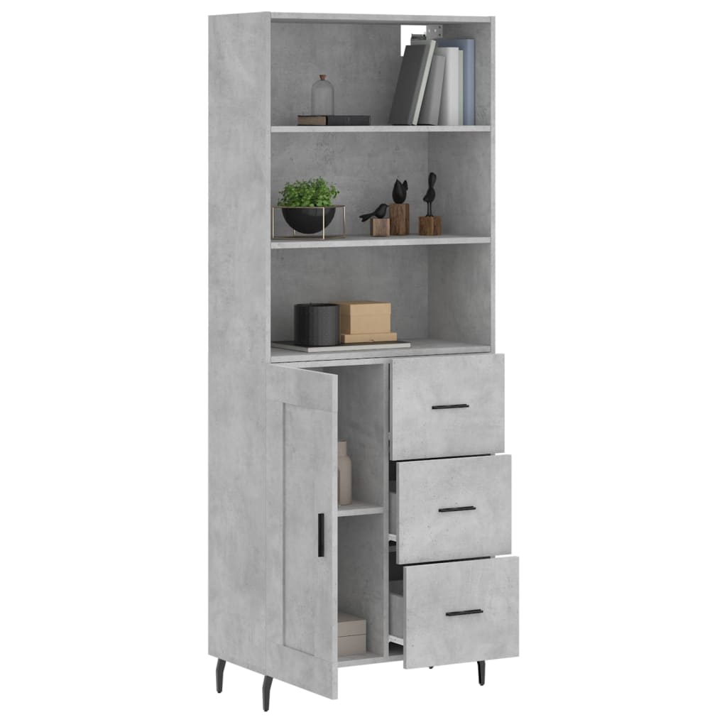 vidaXL Highboard Concrete Grey 69,5x34x180 cm Engineered Wood