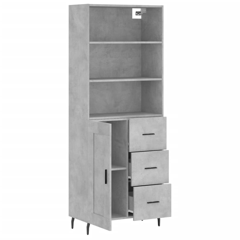 vidaXL Highboard Concrete Grey 69,5x34x180 cm Engineered Wood