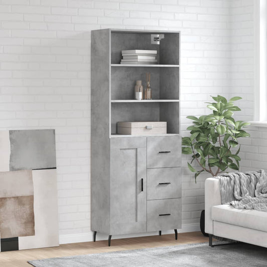 vidaXL Highboard Concrete Grey 69,5x34x180 cm Engineered Wood