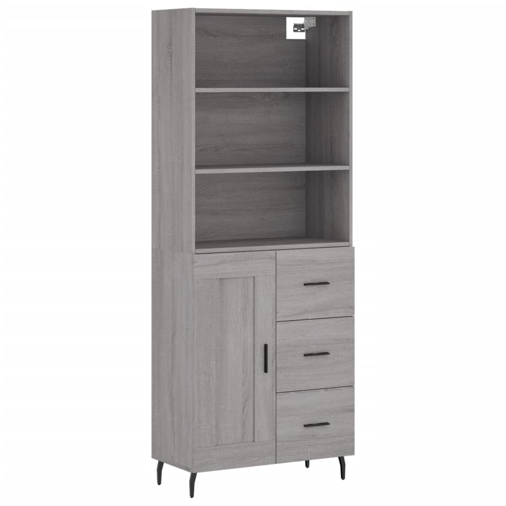 vidaXL Highboard Grey Sonoma 69,5x34x180 cm Engineered Wood