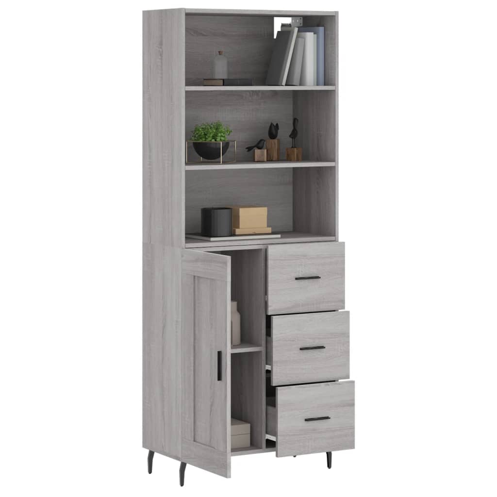 vidaXL Highboard Grey Sonoma 69,5x34x180 cm Engineered Wood