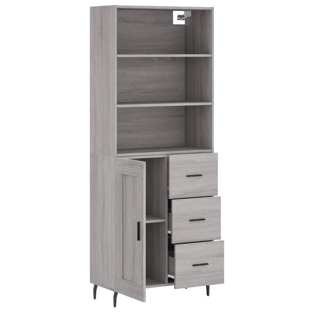 vidaXL Highboard Grey Sonoma 69,5x34x180 cm Engineered Wood