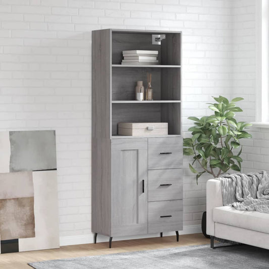 vidaXL Highboard Grey Sonoma 69,5x34x180 cm Engineered Wood