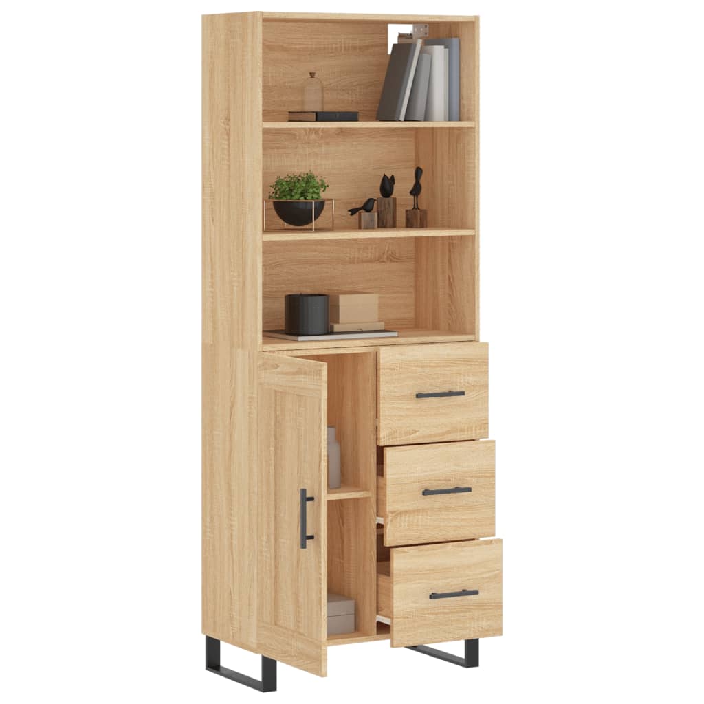 vidaXL Highboard Sonoma Oak 69.5x34x180 cm Engineered Wood