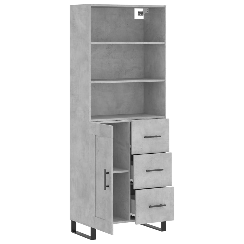 vidaXL Highboard Concrete Grey 69,5x34x180 cm Engineered Wood