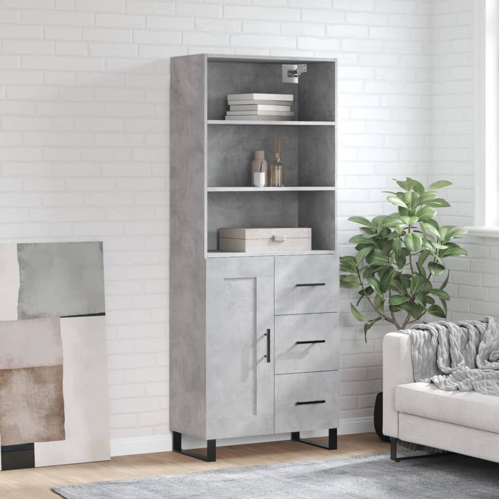 vidaXL Highboard Concrete Grey 69,5x34x180 cm Engineered Wood