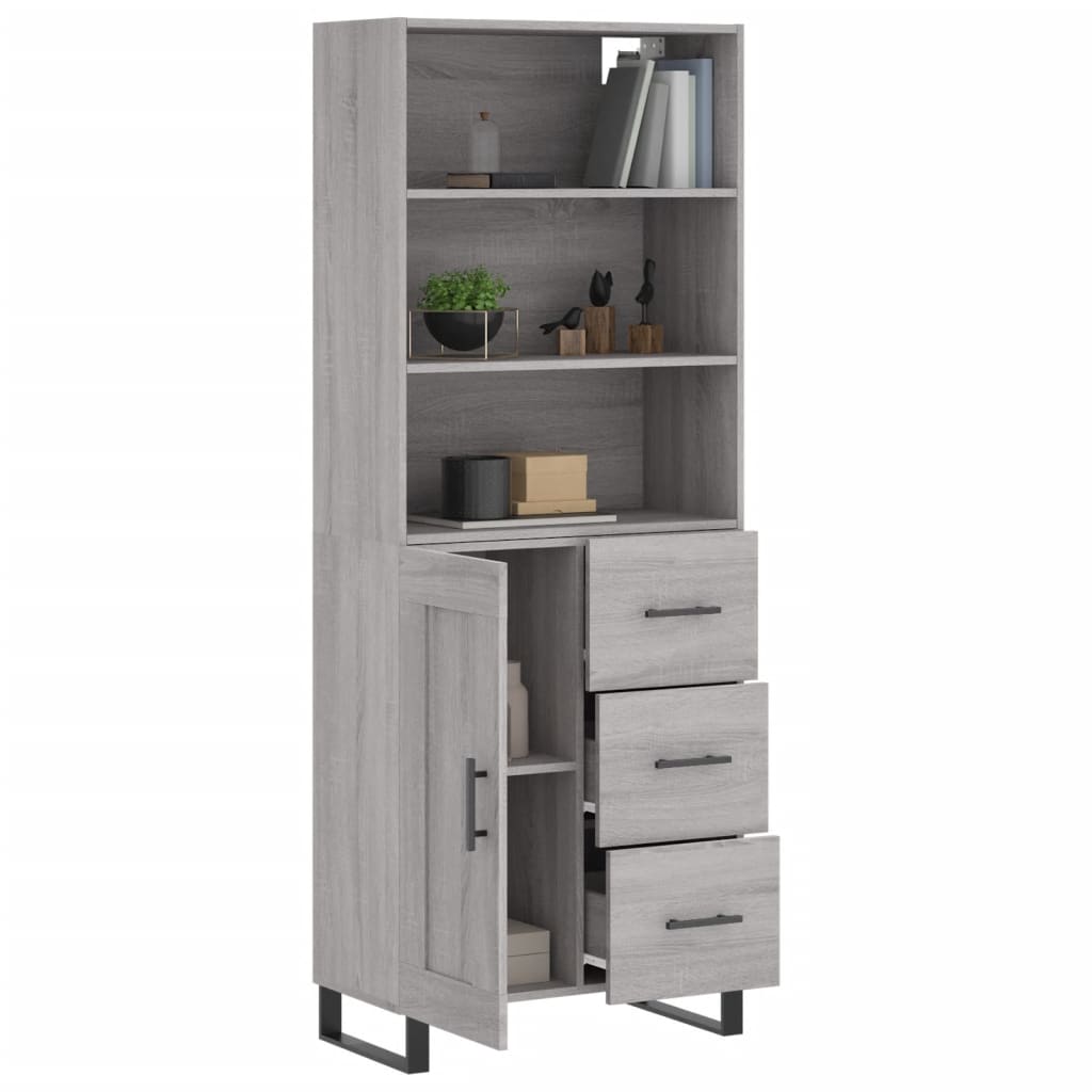 vidaXL Highboard Grey Sonoma 69.5x34x180 cm Engineered Wood