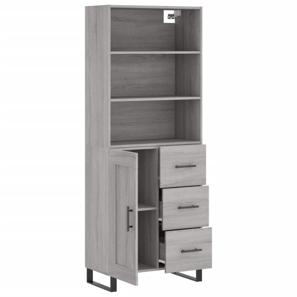 vidaXL Highboard Grey Sonoma 69.5x34x180 cm Engineered Wood