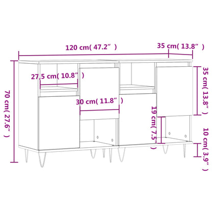 vidaXL Sideboards 2 pcs Sonoma Oak Engineered Wood