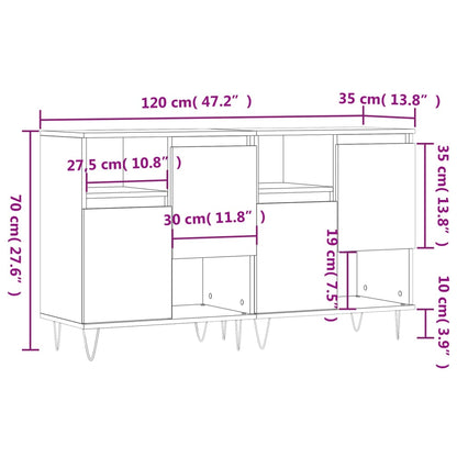 vidaXL Sideboards 2 pcs Grey Sonoma Engineered Wood