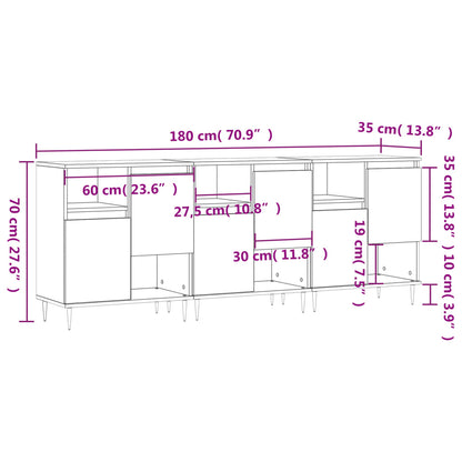 vidaXL Sideboards 3 pcs Sonoma Oak Engineered Wood