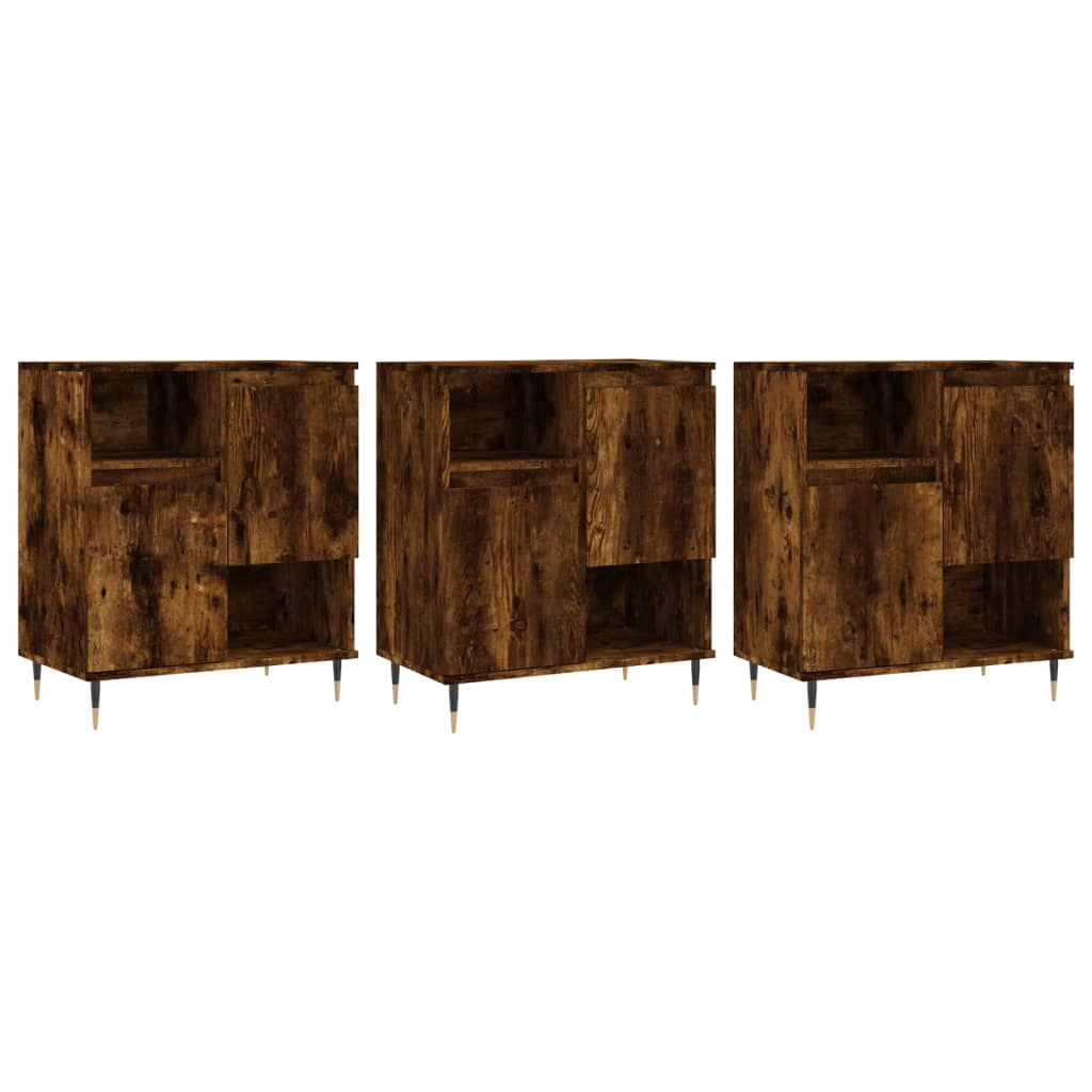 vidaXL Sideboards 3 pcs Smoked Oak Engineered Wood