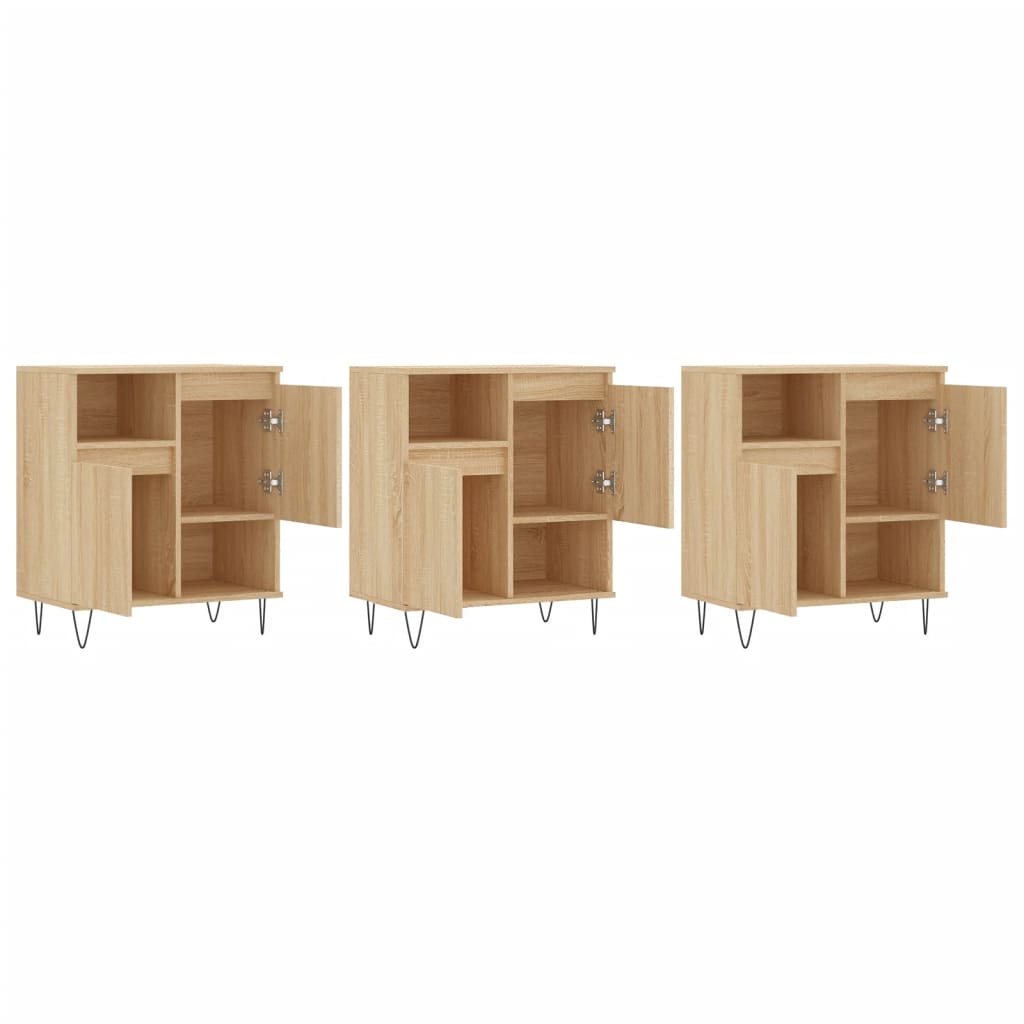 vidaXL Sideboards 3 pcs Sonoma Oak Engineered Wood