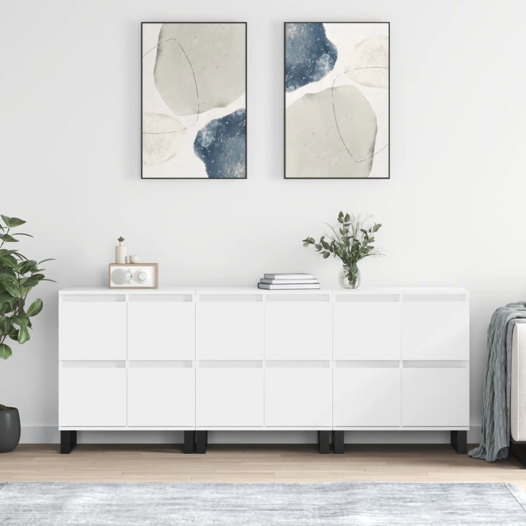 vidaXL Sideboards 3 pcs White Engineered Wood