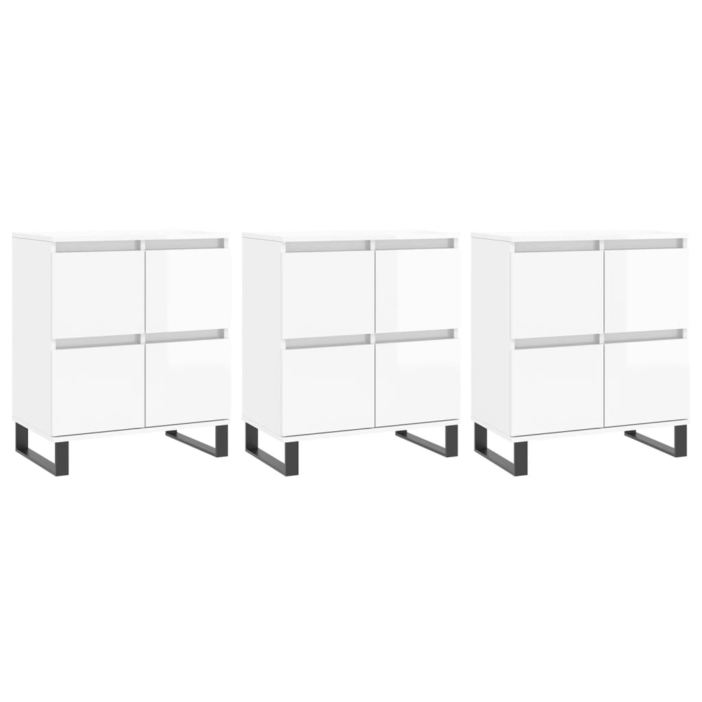 vidaXL Sideboards 3 pcs High Gloss White Engineered Wood