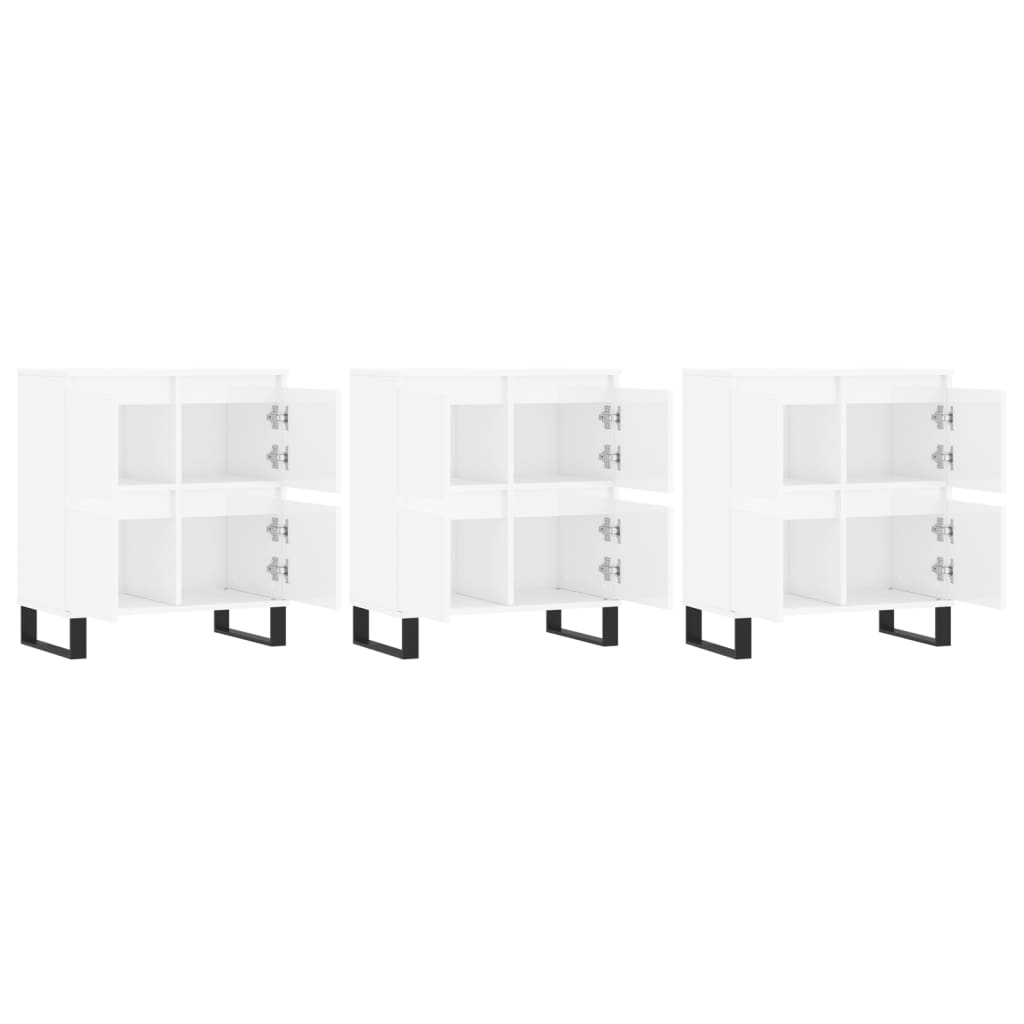 vidaXL Sideboards 3 pcs High Gloss White Engineered Wood