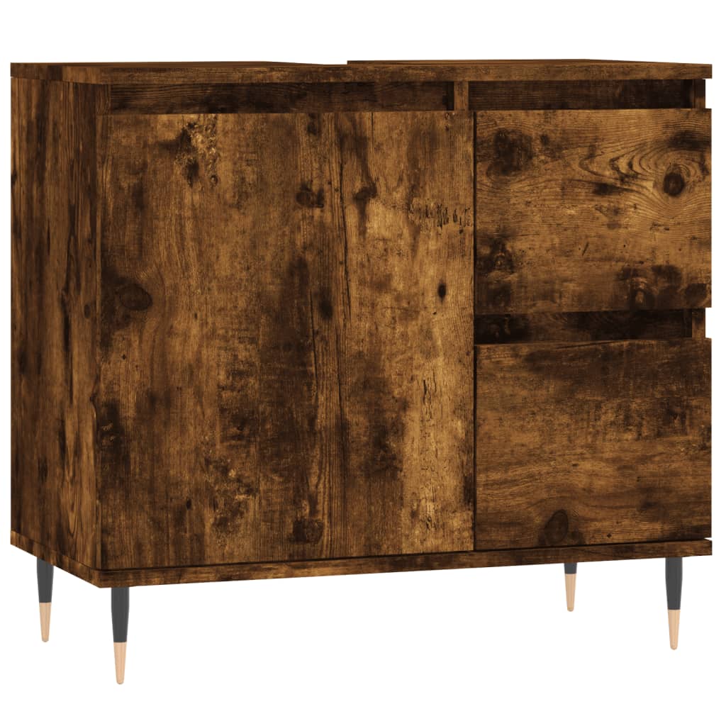vidaXL 3 Piece Bathroom Furniture Set Smoked Oak Engineered Wood